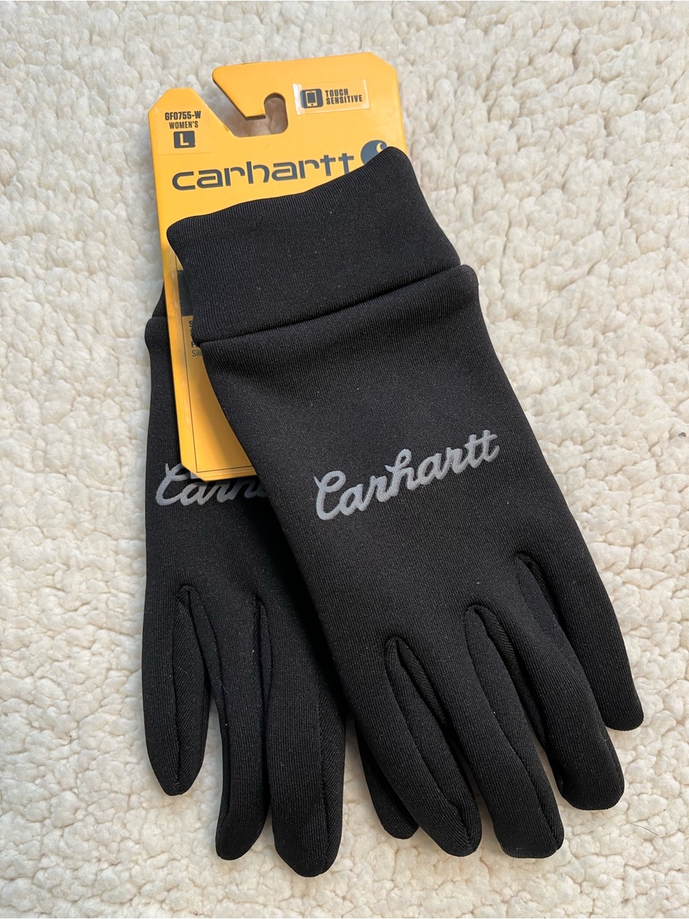 NWT Carhartt Women's Black Fleece Liner Touch-screen Gloves L, Gorpcore, Utility